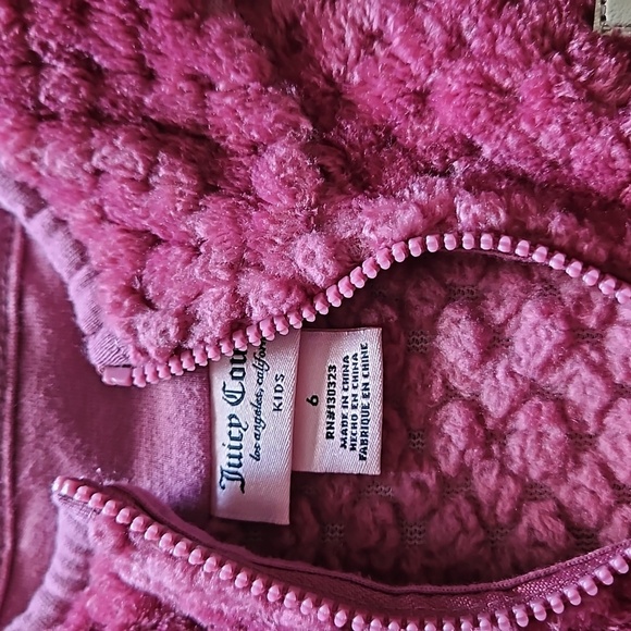 Juicy Couture Girls Fleece Pullover Sz 6 Half Zip NWOT - Picture 2 of 4